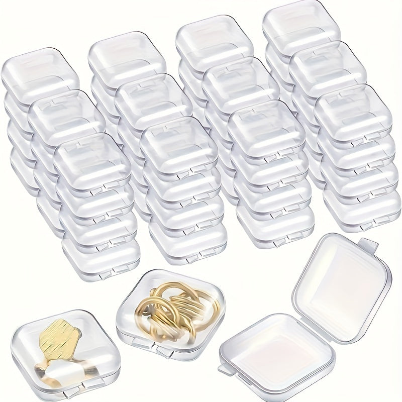 Clear plastic mini box with lid for storing earplugs, jewelry, earrings and small parts.