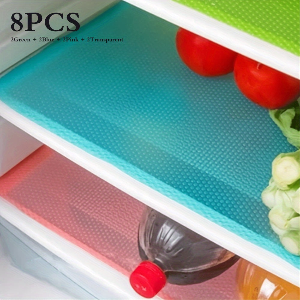 Refrigerator Liner Mats Pack of 1, 4, 8, 12, 16 - Washable, Waterproof, and Oilproof - Ideal for Shelves, Freezer Glass Shelf, Wire Shelving, Cupboard, and Cabinet Drawers