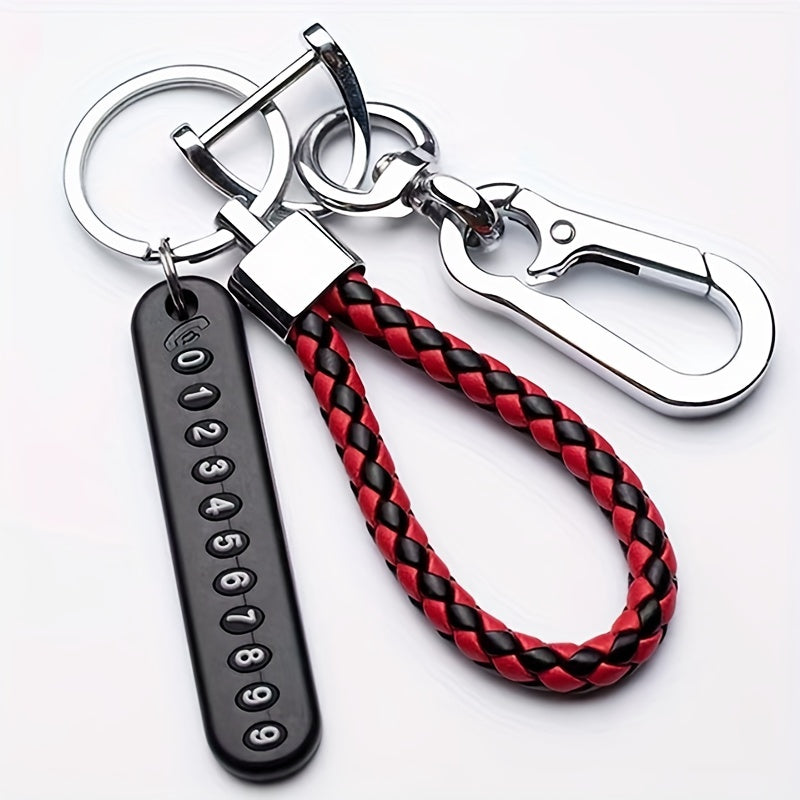 Durably made alloy keychain with phone number tag for easy retrieval.