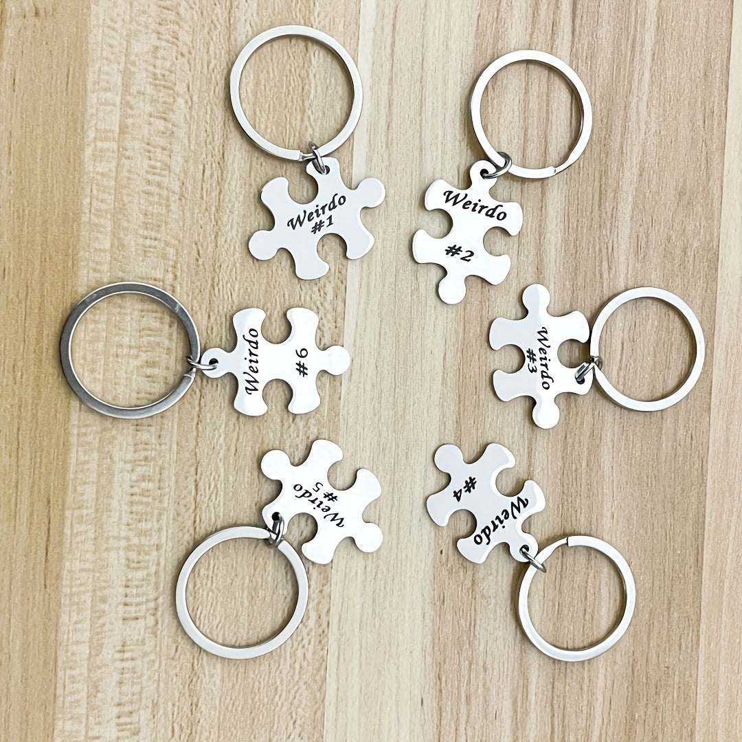 Set of 5, 6, 7, 8, 9, or 10 Engraved Best Friends Keychains - Made of Stainless Steel with Puzzle Design. Ideal for Graduation, Christmas, or any occasion to show appreciation to your BFFs or family. A symbol of enduring friendship that is suitable for