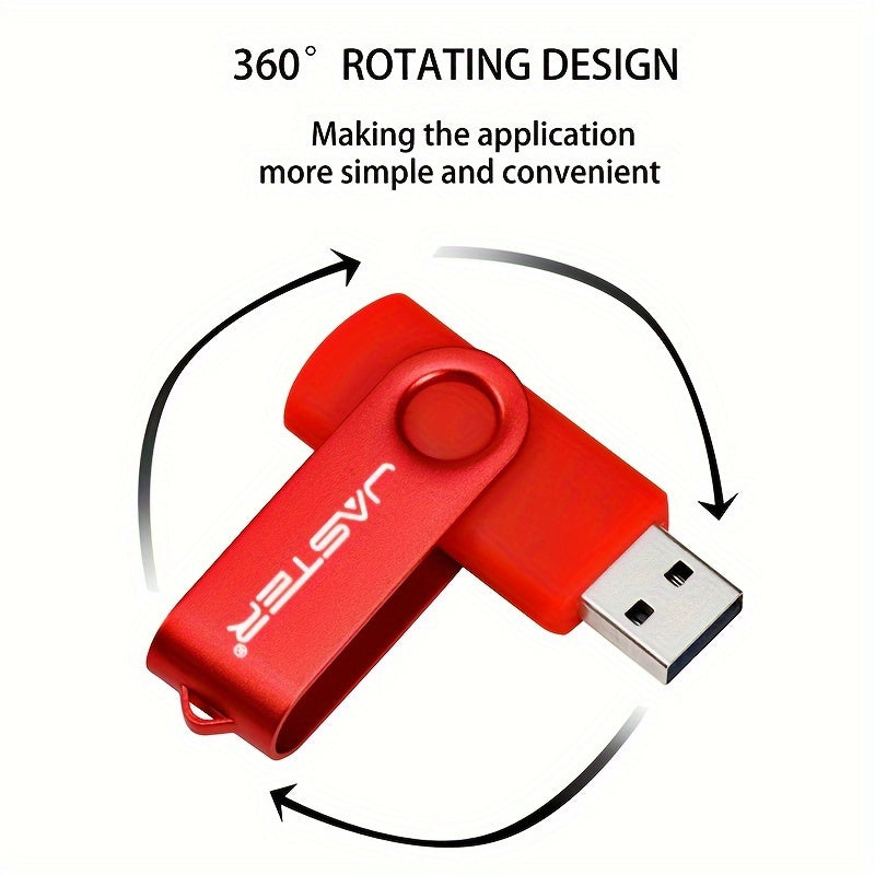 JASTER 128GB High-Speed USB 2.0 Flash Drive with Rotatable Metal Memory Stick, Keychain, and Bright Colors - Perfect for Business Gifting