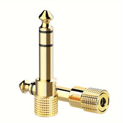 Gold-Plated Audio Adapter Set for Guitar Amps and Mixers - 3.5mm to 6.35mm Connectors