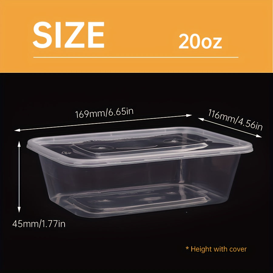 50 BPA-Free Plastic Food Storage Containers with Leakproof Lids - 13/20/26oz, Stackable and Microwave Safe, Perfect for Meal Prep and Takeout. These Durable Rectangular Bento Boxes are Ideal for Kitchen Organization, Making them the Best Christmas and