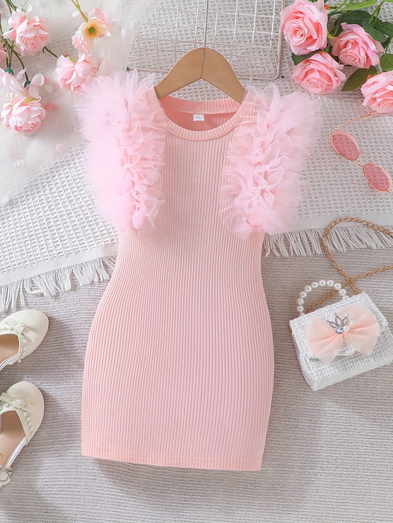 Tulle sleeve bodycon dress for girls, perfect summer gift.