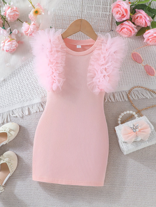 Tulle sleeve bodycon dress for girls, perfect summer gift.