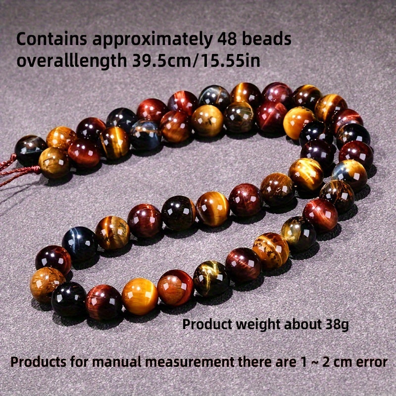 Loose round beads made from natural three-color Tiger Eye stone available for wholesale. Perfect for creating semi-finished DIY jewelry such as woven bracelets, necklaces, and sweater chains.