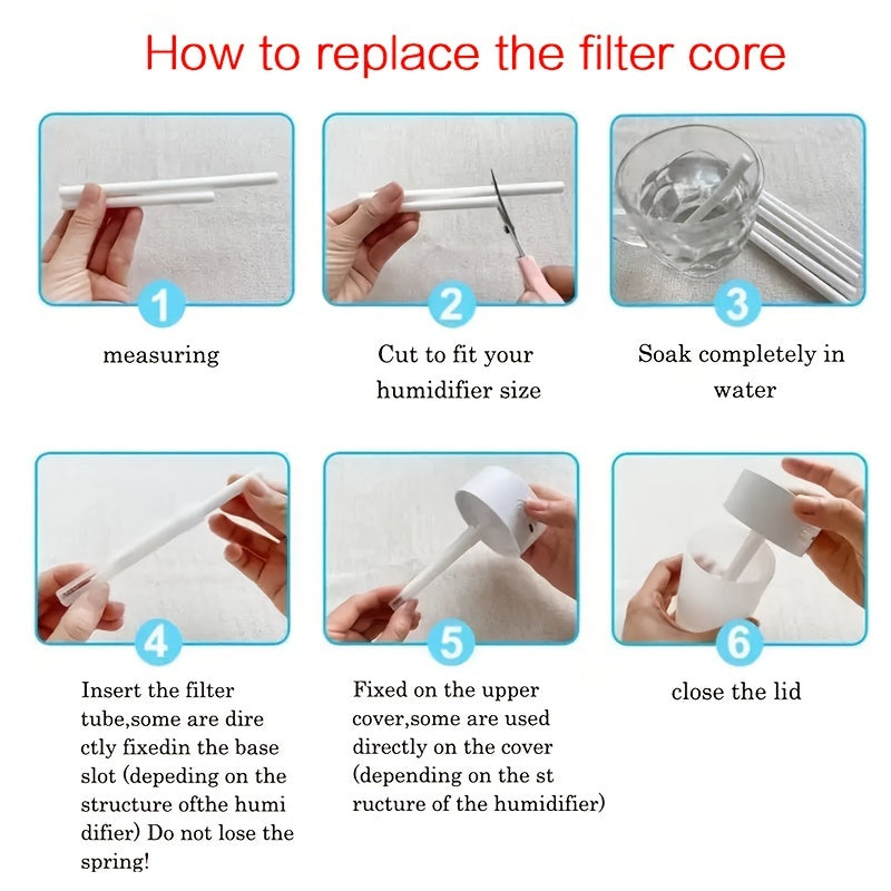 Humidifier replacement filter cartridges in quantities of 5, 10, 20, 30, and 50. Can be cut to desired length for easy replacement.