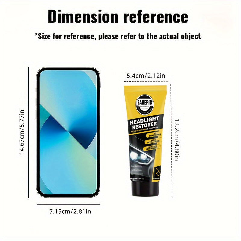 Revive Your Car Headlights with 1pc AutoHeadlight Restoration Cream - Effectively Removes Scratches, Oxidation, and Restores Brightness - No Power or Batteries Required - Easy to Use Car Headlight Repair Solution for Maintenance and Refurbishment