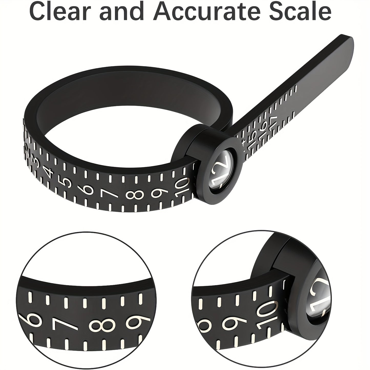 1pc Improved Soft Ring Sizer Tool with Magnifying Glass for Accurate Jewelry Sizing, Measures US Ring Sizes 1-17