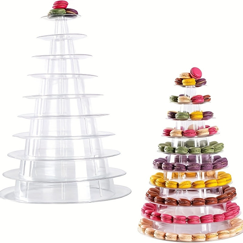 One 10-tier macaron display stand for various events including weddings, birthdays, and holidays.