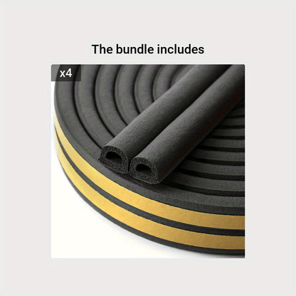 5.97m Weatherproof Door & Window Seal Strip - Self-Adhesive Rubber Insulation for Collision Prevention and Home Decor