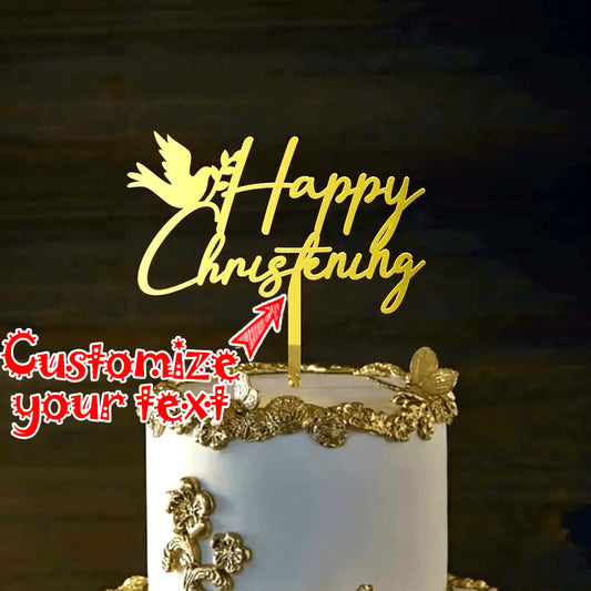 Personalized Acrylic Cake Topper for Christening Celebration - Customizable Cake Decoration for Birthday Party, Dessert Table Decor, Baking Supplies - Perfect for Ages 12 and Above - Special Keepsake Gift (1 Piece)