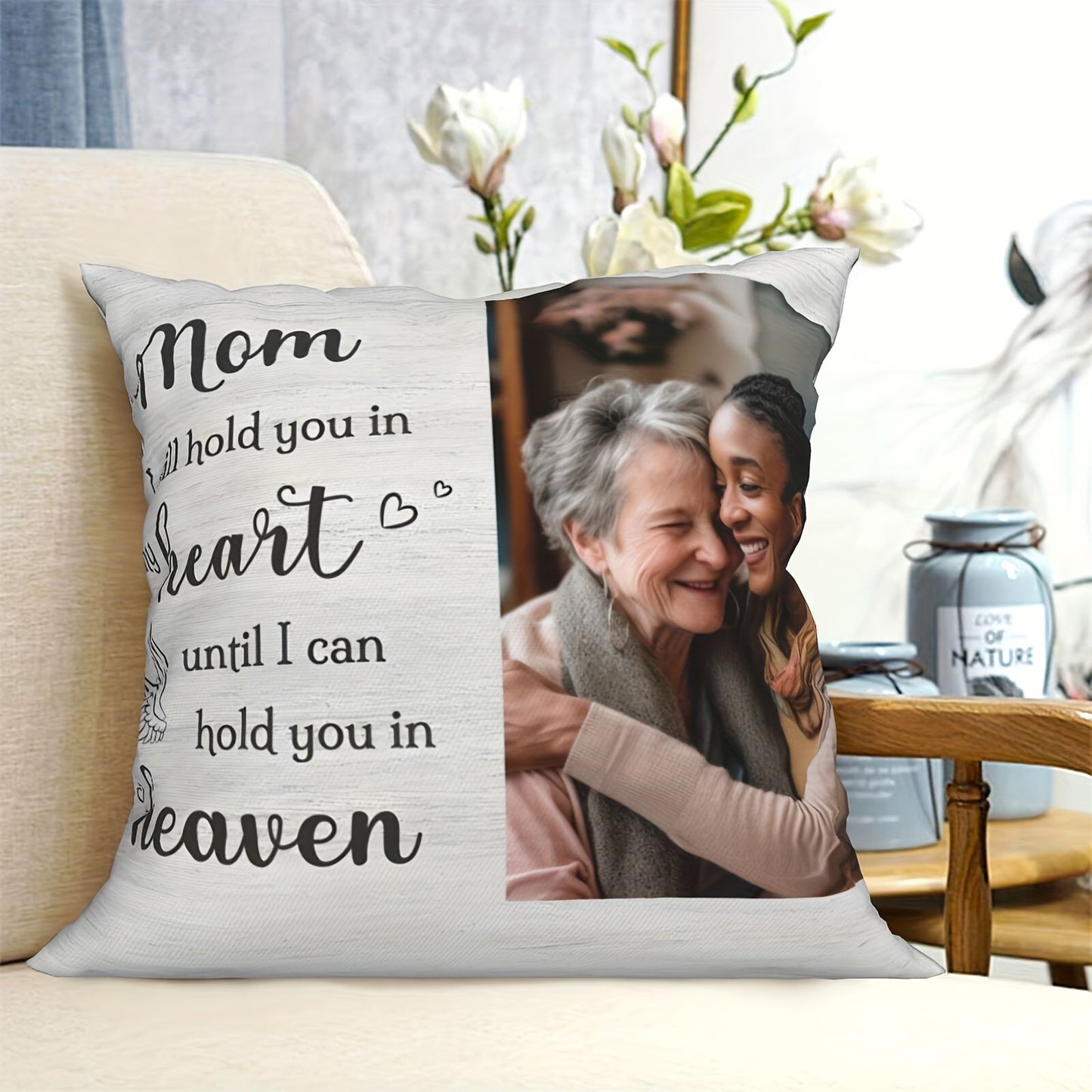 Personalized Photo Pillowcase: Mom, Forever in My Heart - Thoughtful Gift for Family, Home Decoration, Memorial Keepsake for Remembering a Loved One (Pillow Core Not Included)