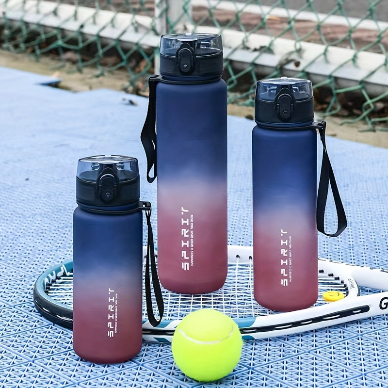 Large capacity water bottle with time scale, ideal for home and outdoor sports - BPA-free, portable and easy to drink from.