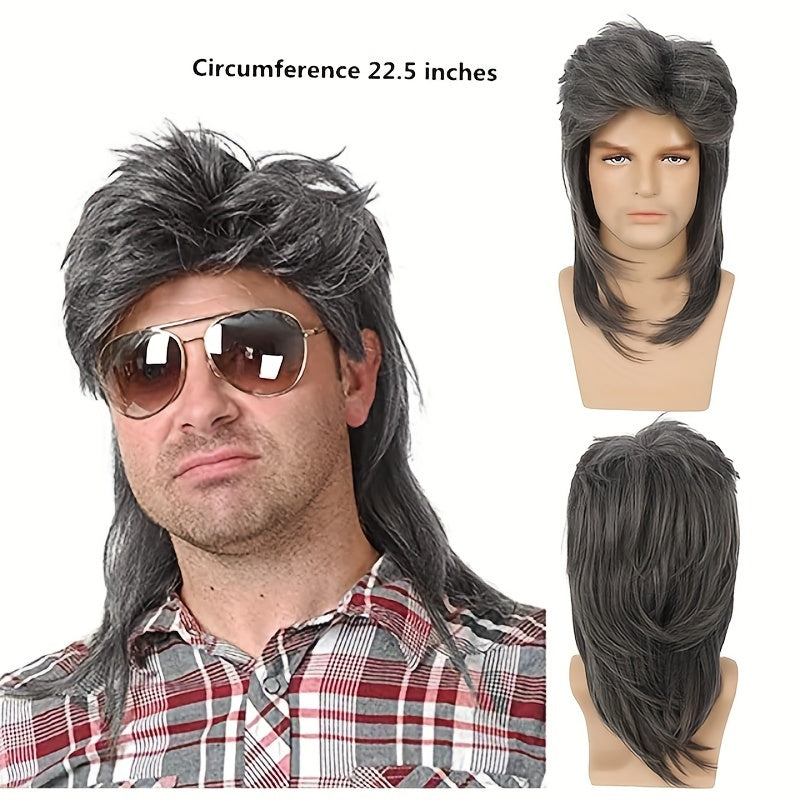 Top-selling costume wigs for men for 70s and 80s themed parties. Featuring a brown fancy party accessory perfect for cosplaying.