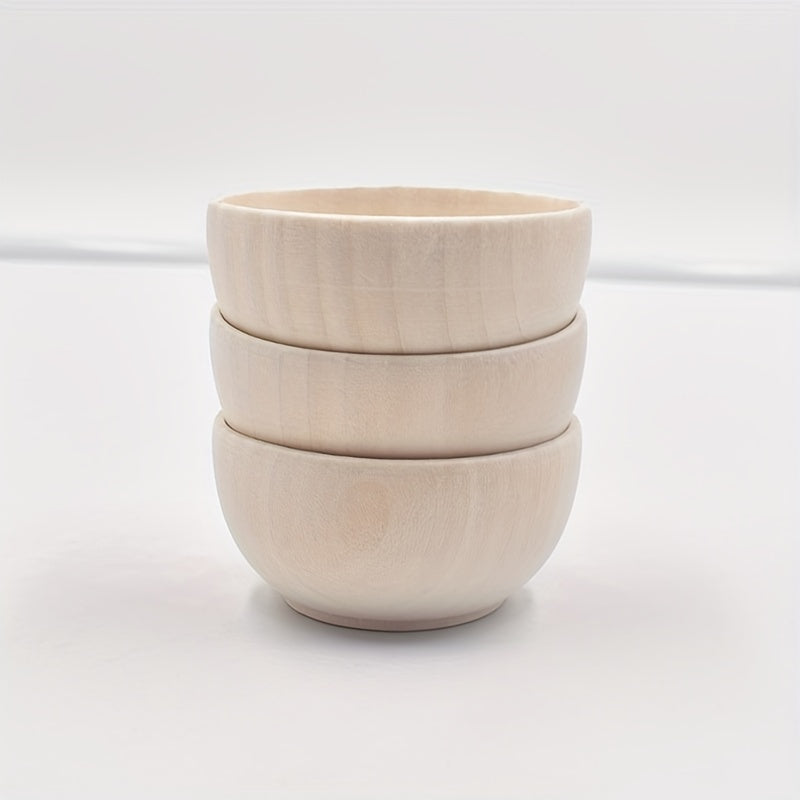 Set of 5 Natural Wooden Bowls, 30x57mm - Perfect for DIY Crafts, Home Decor, and Paintable Toys for Kids