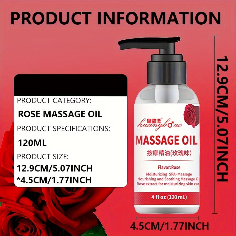 1pc Sensual Rose Massage Oil for Couples - Romantic Full Body Massage Oil for Date Night, Valentine's Day Present for Intimacy