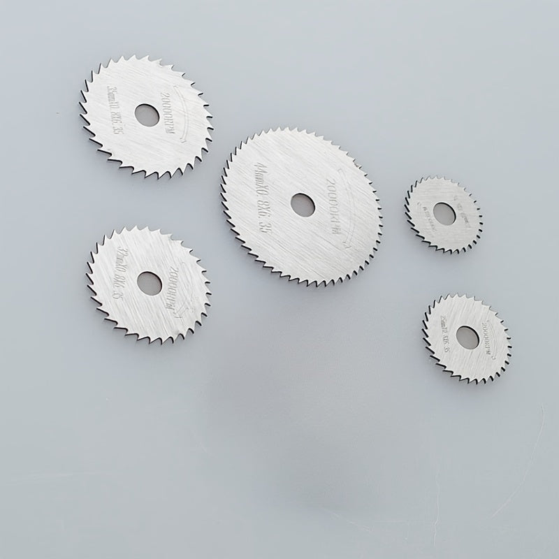 Set of 6 mini circular saw blades made of high-speed steel, waterproof, with chain saw disc. Ideal for precision cutting in wood and aluminum.