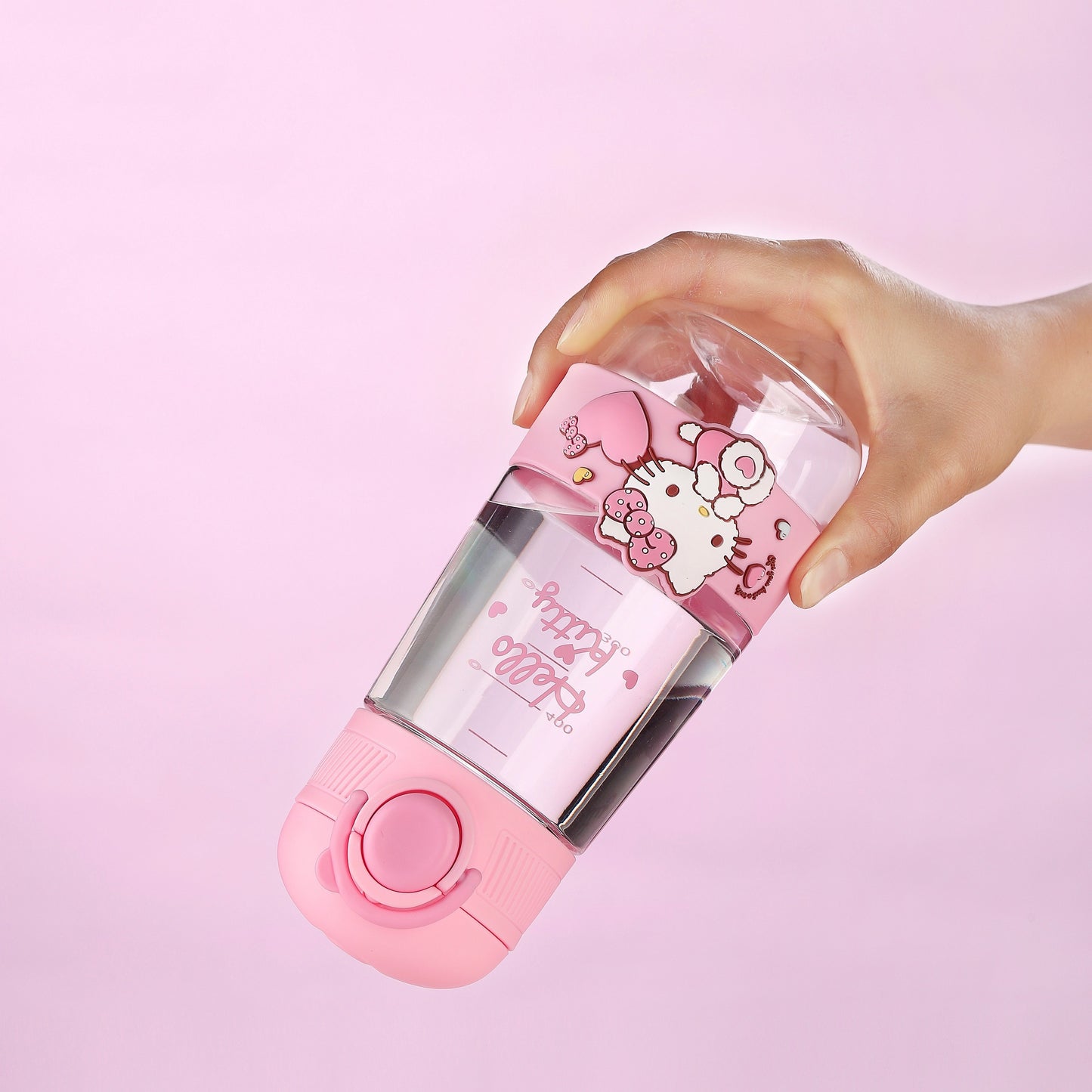 Hello Kitty Pink 16.90oz Tritan water bottle for family fitness and outdoor sports (straw not included).