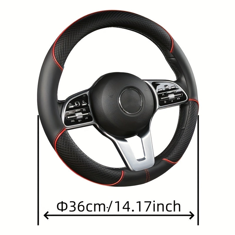 XUANHUANG PVC Steering Wheel Cover - Black & Red Design for Enhanced Driving Comfort.