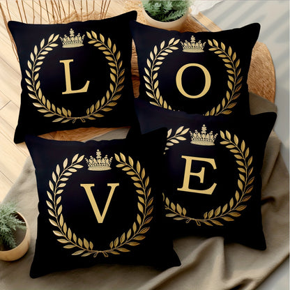 Stylish English letter print pillow cover made of soft peach skin velvet. Features zip closure and machine washable. Measures 45.72x45.72 cm, ideal for home and office decor.