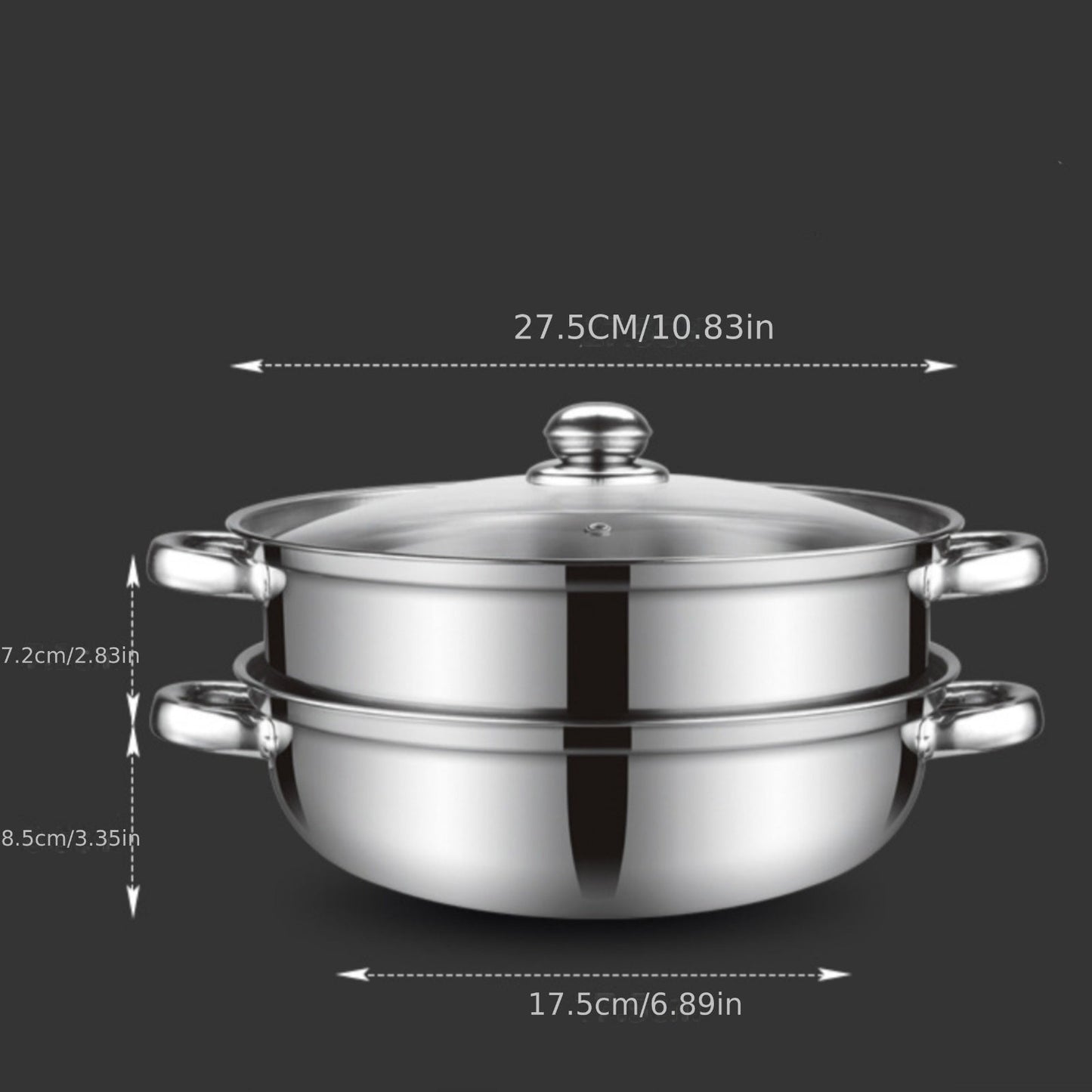 Durable and Easy to Clean 1-Piece Stainless Steel Multi-Functional Hot Pot and Double Soup Steamer, 28cm, Direct from Manufacturers