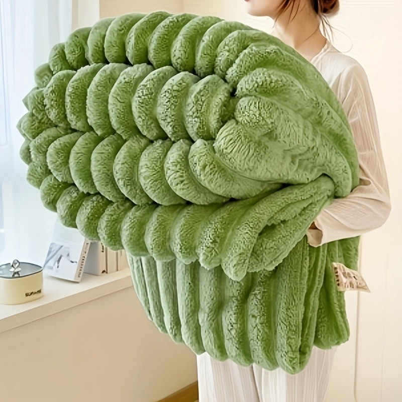 Get cozy with this multifunctional blanket made of ultra-soft milk fleece. Featuring a modern striped texture, this blanket is perfect for all-season comfort on your bed, sofa, or even while camping. Machine washable for easy care, this blanket is an