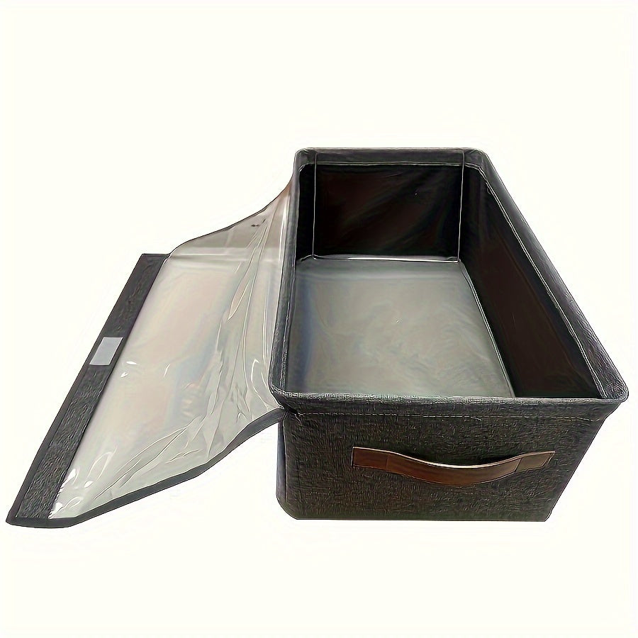 Steel framed storage bins that save space, perfect for organizing clothes and pants in wardrobes or dorms. Waterproof and sturdy construction ideal for under-bed storage.