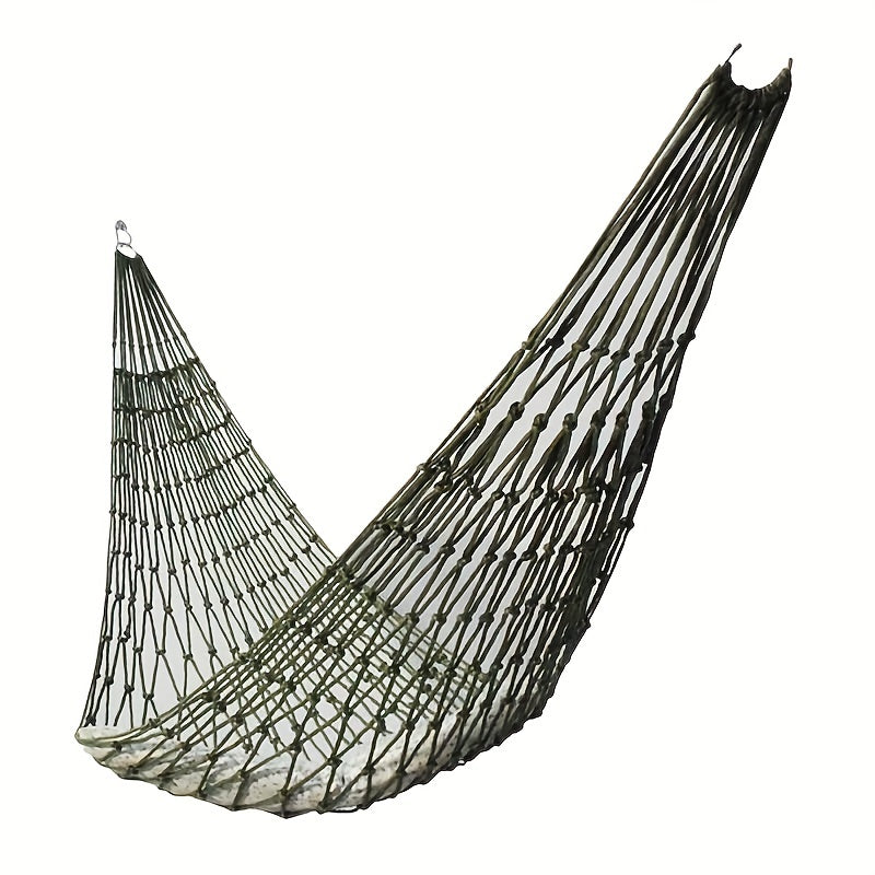 Nylon rope mesh hammock for outdoor sleeping and net hanging bed swing.