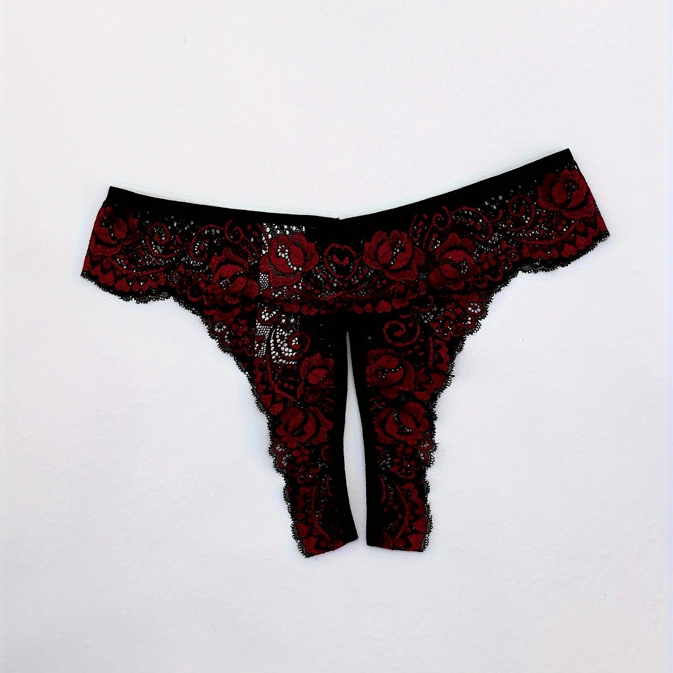 Women's Sexy Floral Lace Thongs & Colorblock Open Crotch Panties