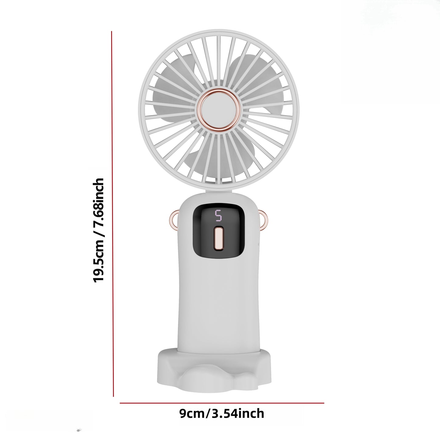 Compact Mini Handheld Fan with Digital Battery Display for USB and Battery Power, Portable Personal Fan with Phone Stand. Lightweight and easy to carry, provides high-velocity air circulation for both indoor and outdoor use. Perfect for gifts, travel