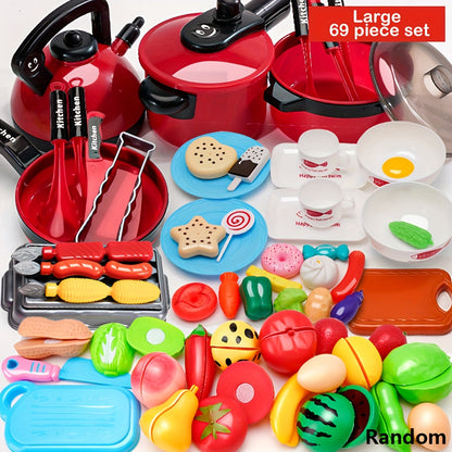 47/69pcs high-detail cooking toys for kids, pretend chef set for role-playing, promotes learning and imagination for boys and girls 3+. Ideal for Winter and New Year.