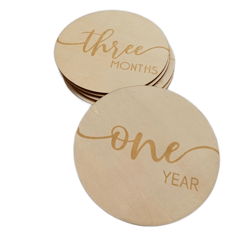 Celebrate Your Baby's Growth with Wooden Milestone Coasters for 1-12 Month Anniversaries