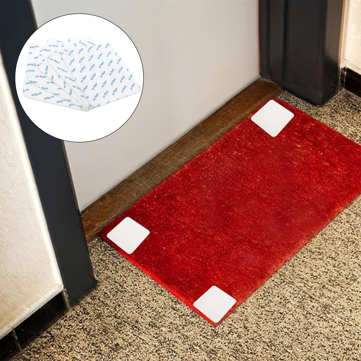 Get a set of 4/8 pieces of Rug Gripper that are anti-slip carpet stickers in a size of 3.15*3.15 inches/8*8 cm square. These rug tapes are perfect for hardwood floors and tiles and are anti-drilling for use in bedrooms, kitchens, and balconies. They are