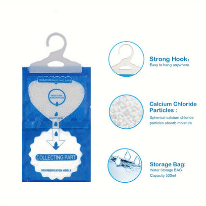 10 odorless hanging dehumidifier bags for closets and bedrooms, each containing 100g.