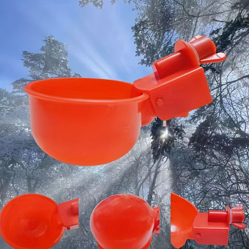 Battery-free automatic plastic water fountain for chickens and poultry.