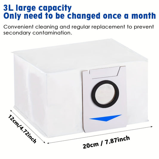 3L Large Capacity Replacement Bags Compatible with Ecovacs Deebot X1 Omni, X1 Plus, T10 Omni, T10 Plus, and T20 Omni X&T Series Robot Vacuum Cleaner.