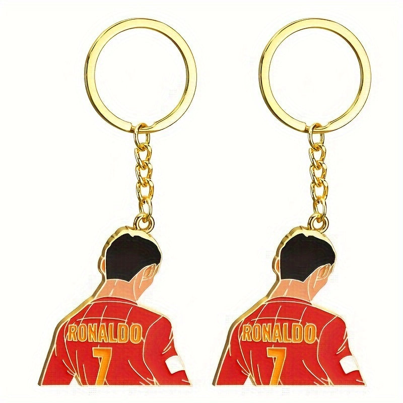 Keychain featuring the silhouette of Cristiano Ronaldo - Made with Zinc Alloy, has a sporty design and is an ideal gift for soccer enthusiasts.