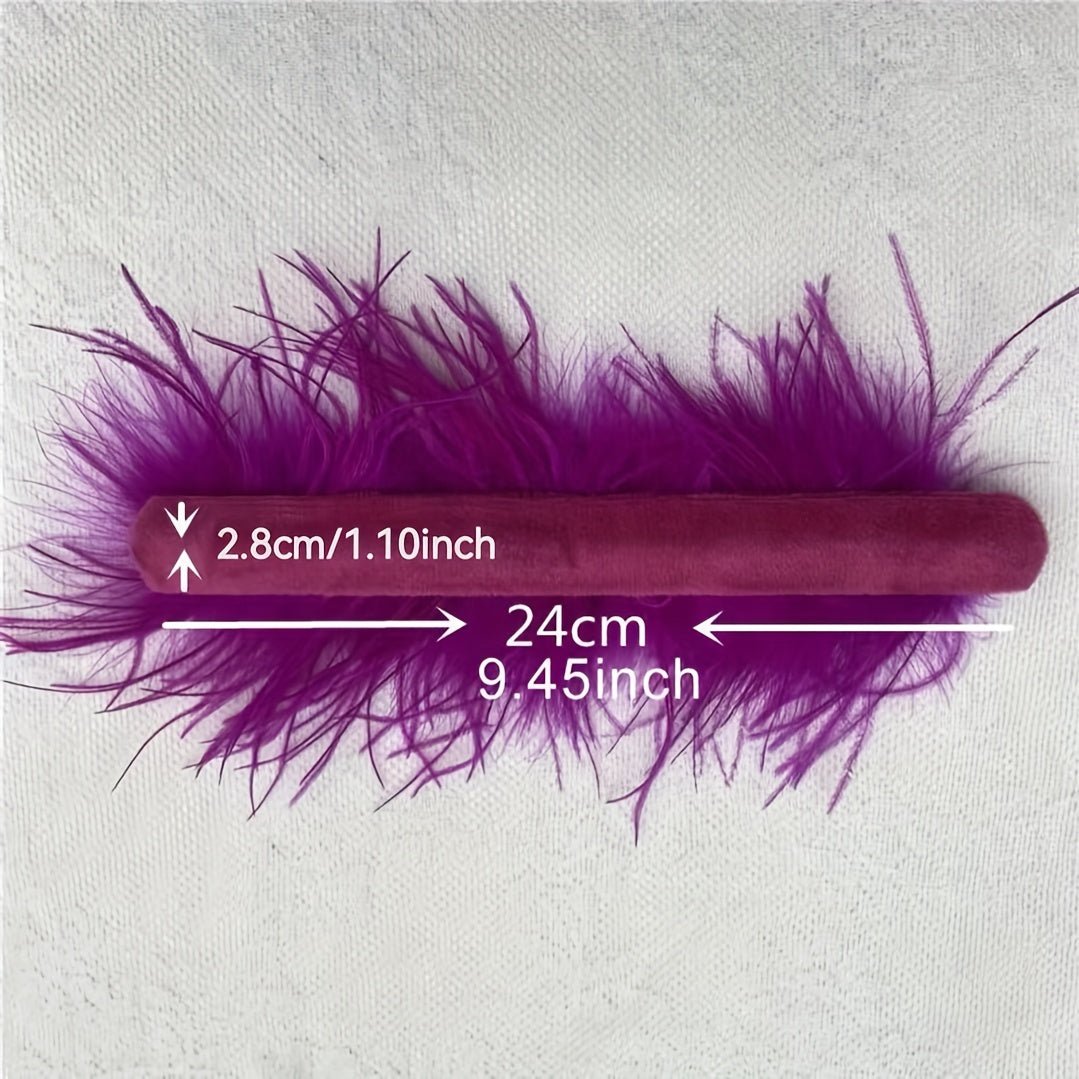 Ostrich Feather Wrist Cuffs Available in 20 Colors, Solid Color Carnival Slap Bracelets Perfect for Halloween Cosplay, Party Accessories, Non-Elastic Feather Anklet Bracelet