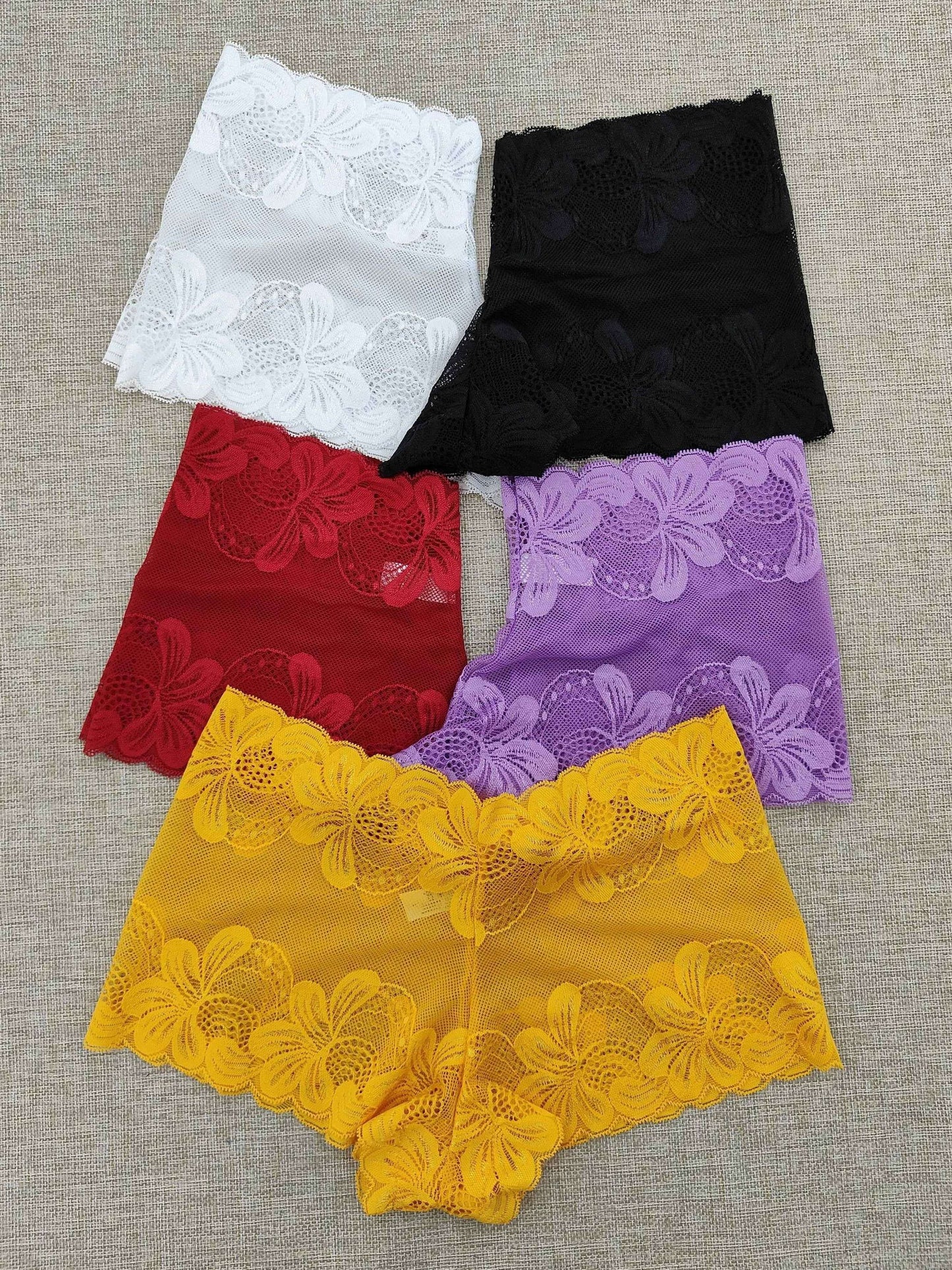 5 Women's Lace Boyshort Panties - Comfortable, Non-See-Through Nylon Blend Underwear