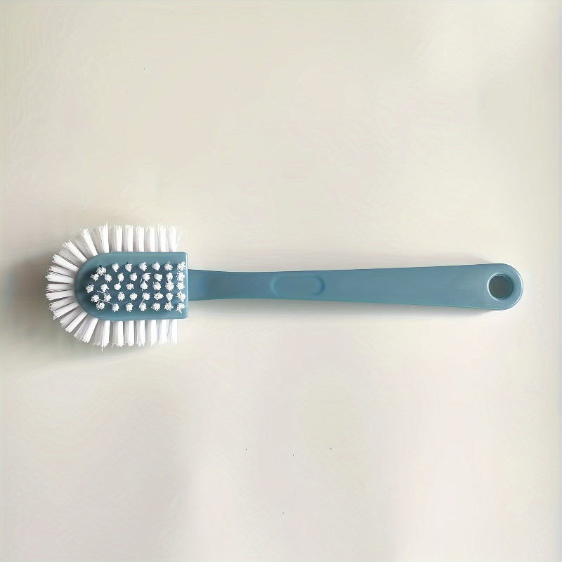 Multi-functional 5-Sided Plastic Laundry Brush with Long Handle - Durable Manual Cleaning Tool for Shoes, Clothes, Toilets, and Outdoor Use - No Electricity Required