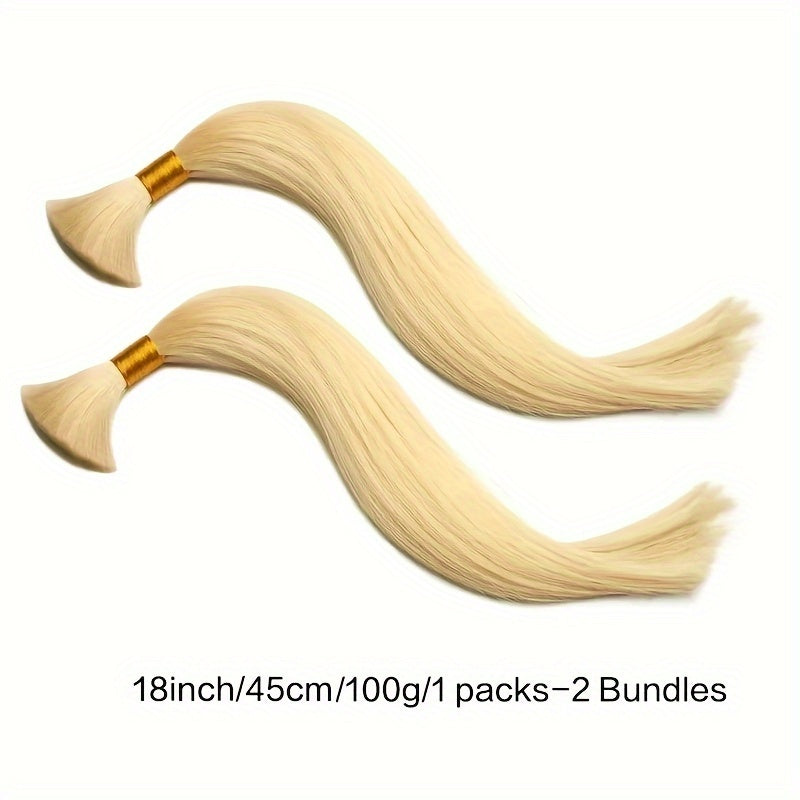 45.72-71.12 cm No Weft Braiding Hair Bulk, Blonde Human Hair Extensions, 50g/100g Pack for Women