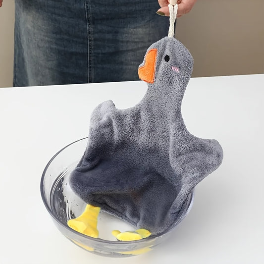 1 piece cartoon duck hand towel: ultra absorbent, quick-dry, durable, and stylish for kitchen or bathroom.