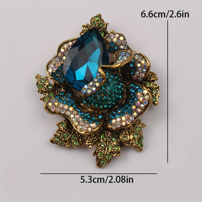 Elegant Vintage Crystal Rhinestone Flower Brooch Pin with Unique Irregular Shape - a Stylish Fashion Accessory