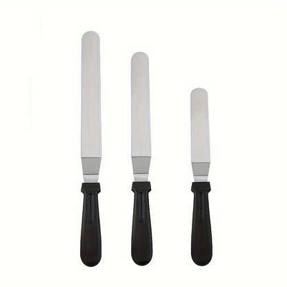 Get a set of 3 high-quality stainless steel cake scrapers, including straight and curved cream scrapers. These professional baking pastry tools are perfect for cake decorating and come in a convenient pack of 3. Add these stainless steel cake scrapers to