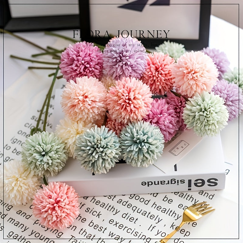 5 artificial chrysanthemum and dandelion flowers for DIY wedding decor.