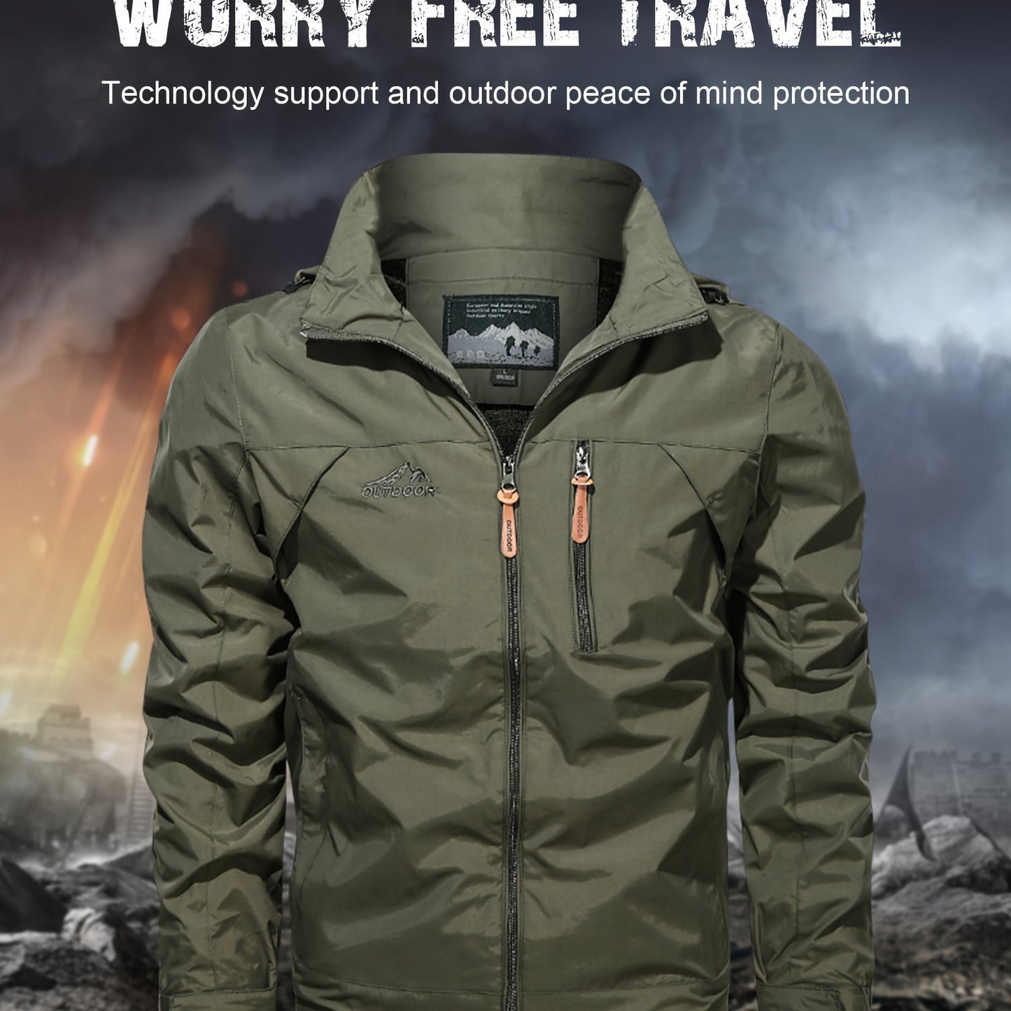 Men's Windproof Hooded Windbreaker Jacket