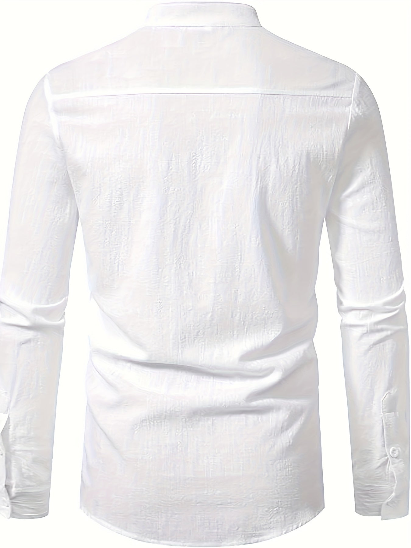 Men's linen Henley shirt in beige with casual stand collar, regular fit, split sleeve, and button detail. Made with 100% linen woven fabric, non-stretch, ideal for spring/fall season at