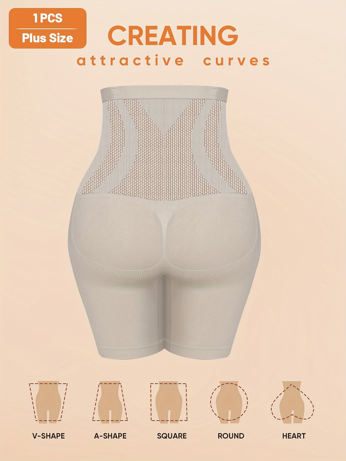 1pc MIOTAN High-Waisted Shapewear Shorts for Women with Seamless Tummy Control and Butt Lifter. Made of Nylon Knit Fabric in Solid Color. Includes 89.0% Nylon, 5.0% Polyester, and 6.0%