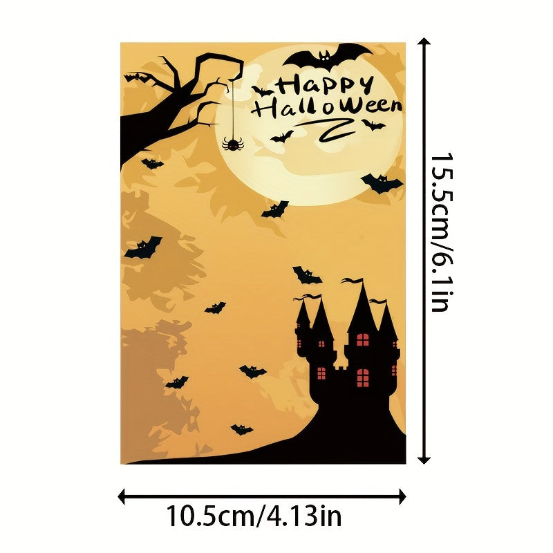 Invitations for a Spooky Halloween Party - Featuring Haunted Houses and Bats, Fun Cartoon Designs Perfect for Kids' Birthday Celebrations